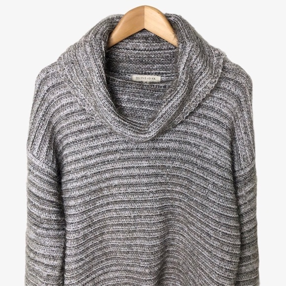 Olive & Oak Cowl Neck Eyelash Sweater Chunky Gray Size XL Knit - Picture 2 of 7